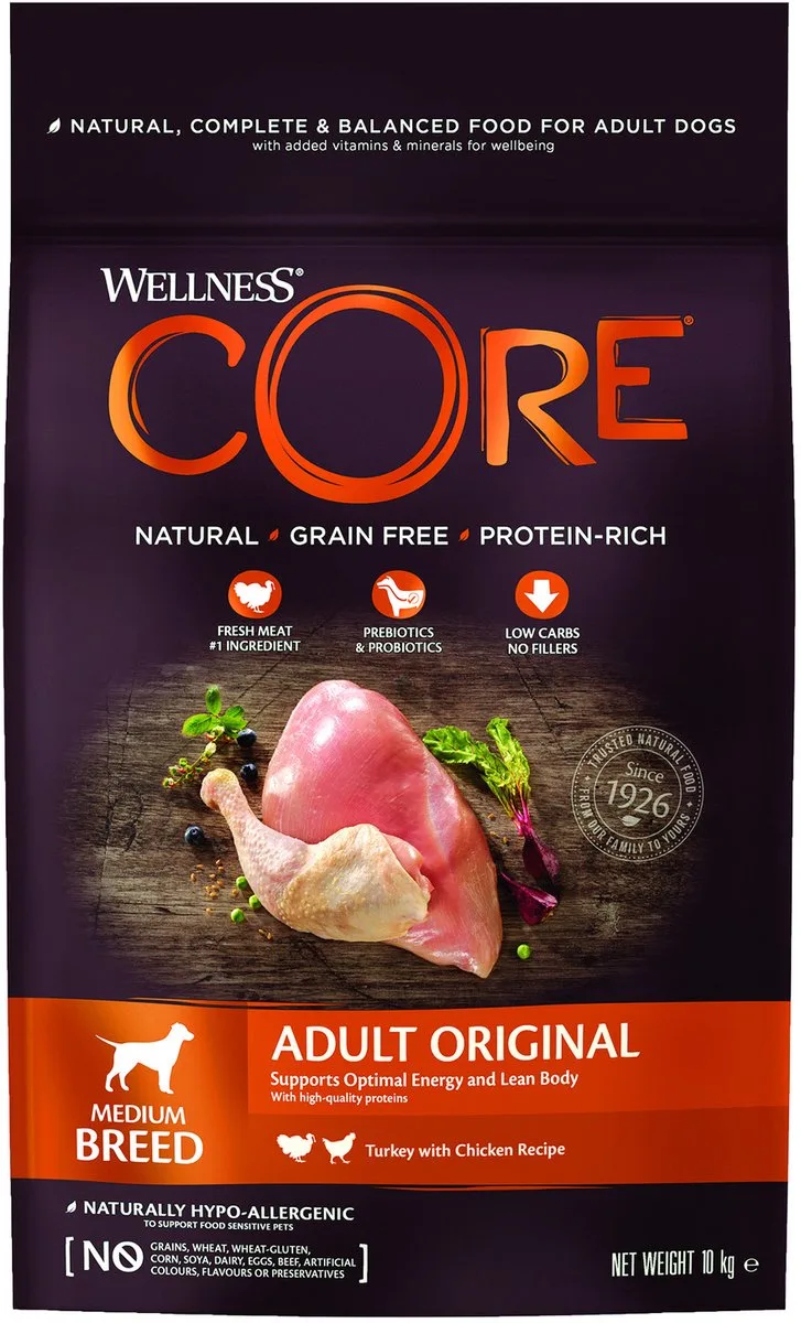 Grain Free Dog Original Kalkoen & Kip - Hondenvoer - 10 kg de Wellness Core – photo produit