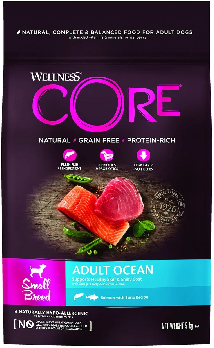 Grain Free Dog Small Breed Adult Ocean - Hondenvoer - Zalm Tonijn 5 kg von Wellness Core – Produktfoto