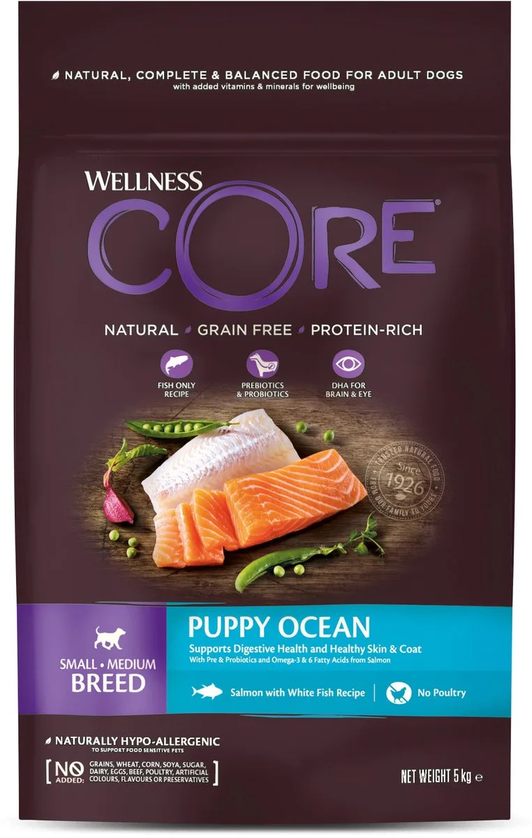 Grain Free Puppy Small-Medium Breed Zalm&Witvis - Hondenvoer - 1.5 kg Grain Free by Wellness Core – product photo