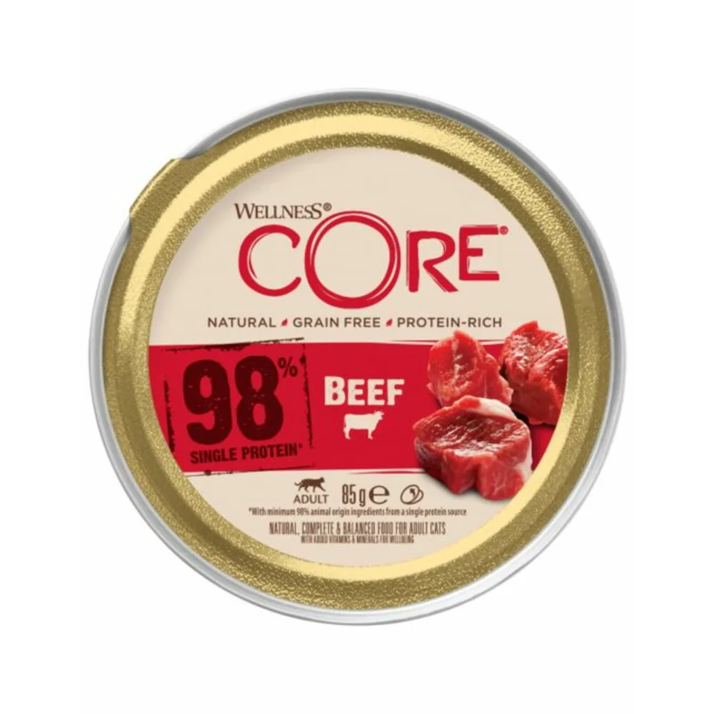 Kattenvoer 98% Recipe Rund 85 gr de Wellness Core – photo produit
