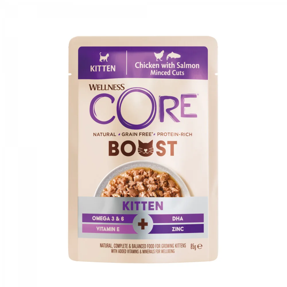 Kattenvoer Boost+ Kitten Kip & Zalm 85 gr by Wellness Core – product photo