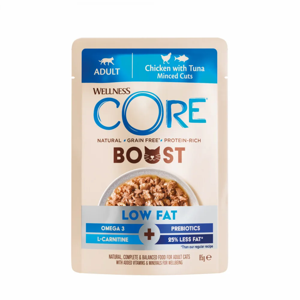 Kattenvoer Boost+ Low Fat Kip & Tonijn 85 gr by Wellness Core – product photo