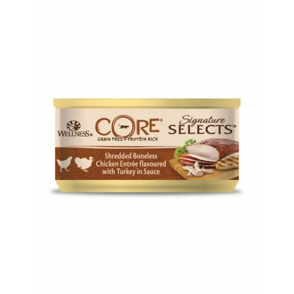 Kattenvoer Signature Selects Shredded Kip - Kalkoen 79 gr by Wellness Core – product photo