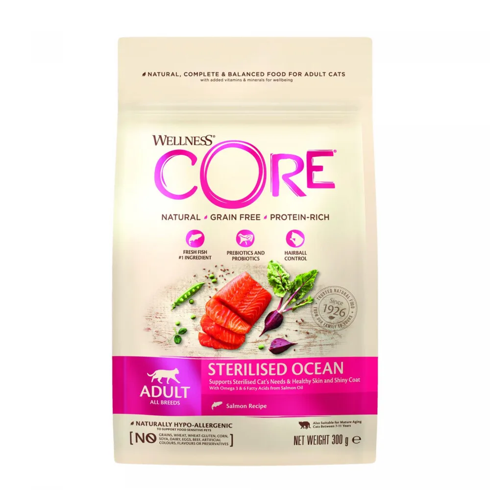 Kattenvoer Sterilised Zalm 300 gr de Wellness Core – photo produit