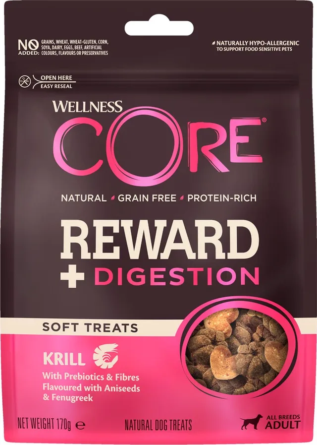 Reward+ Treats Krill Digestion - Hondensnacks - Krill 170 g Voor Volwassen Honden Van Alle Rassen