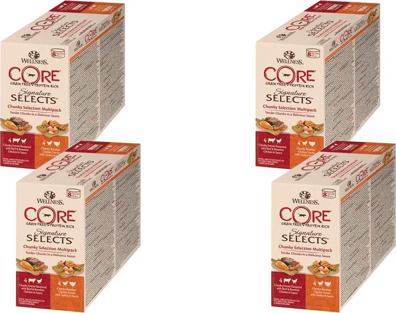 Signature Selects Chunky Multi-Pack - Kattenvoer - 4 x Mix 8x79 g by Wellness Core – product photo
