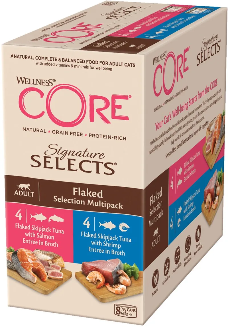 Signature Selects Flaked Multi-Pack - Katten natvoer - 8 x 79 g by Wellness Core – product photo