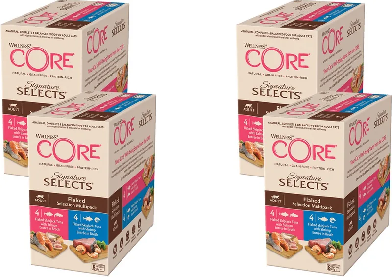 Signature Selects Flaked Multi-Pack - Kattenvoer - 4 x Mix 8x79 g von Wellness Core – Produktfoto