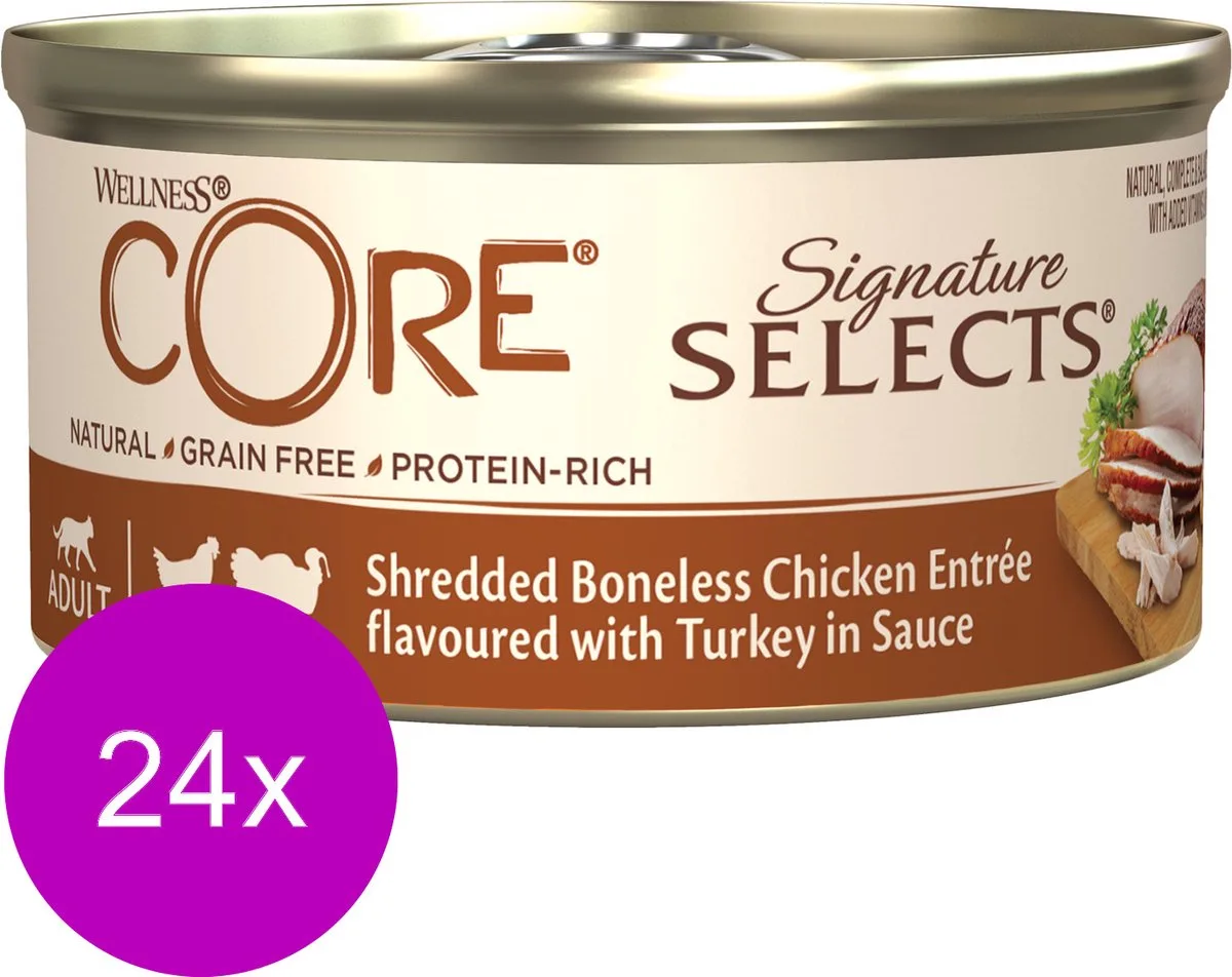 Signature Selects Shredded Kip/Kalkoen - Kattenvoer - 24 x 79 g by Wellness Core – product photo