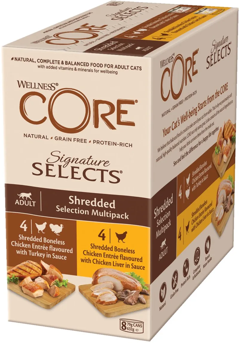 Signature Selects Shredded Multi-Pack - Katten natvoer - 8 x 79 g by Wellness Core – product photo