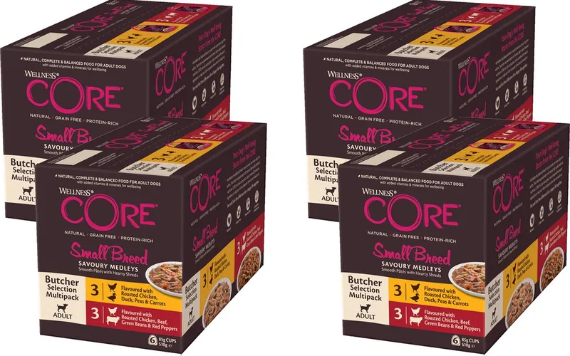 Small Breed Savoury Butcher Multi-Pack - Hondenvoer - 4 x Mix 6x85 g de Wellness Core – photo produit
