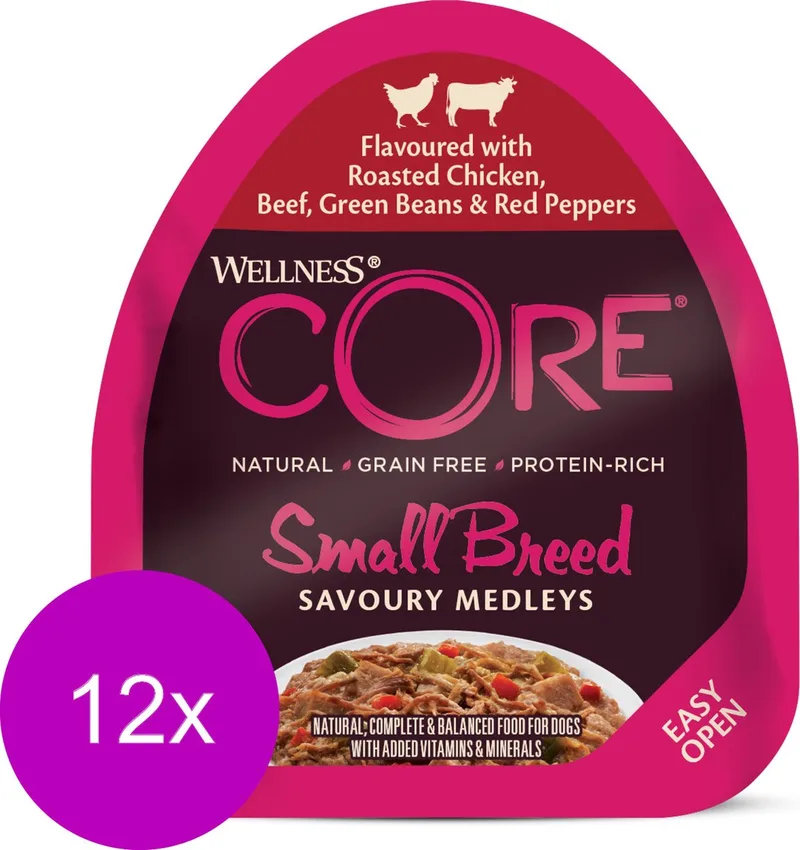 Small Breed Savoury Medleys 85 g - Hondenvoer - 12 x Kip&Rund de Wellness Core – photo produit