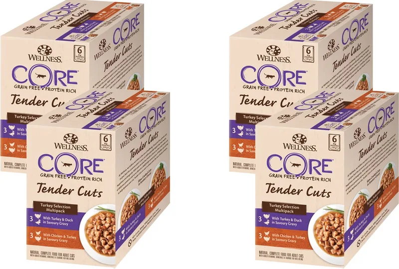 Tender Cuts Turkey Selection - Kattenvoer - 4 x Kalkoen 6x85 g by Wellness Core – product photo