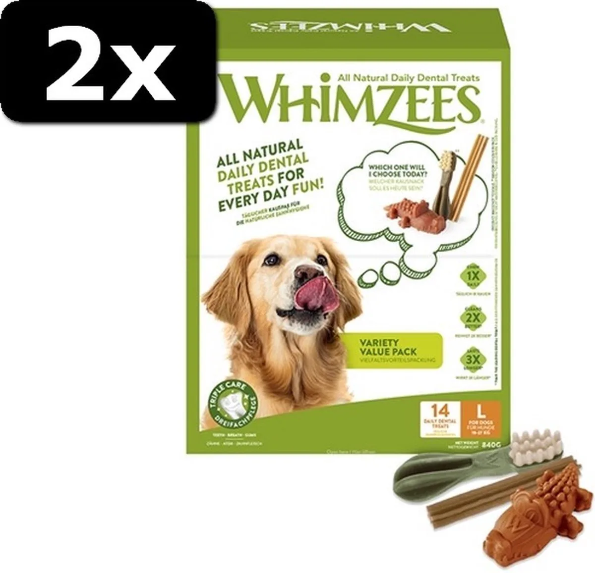 2x WHIMZEES VARIETY BOX L 14ST van Whimzees – productfoto