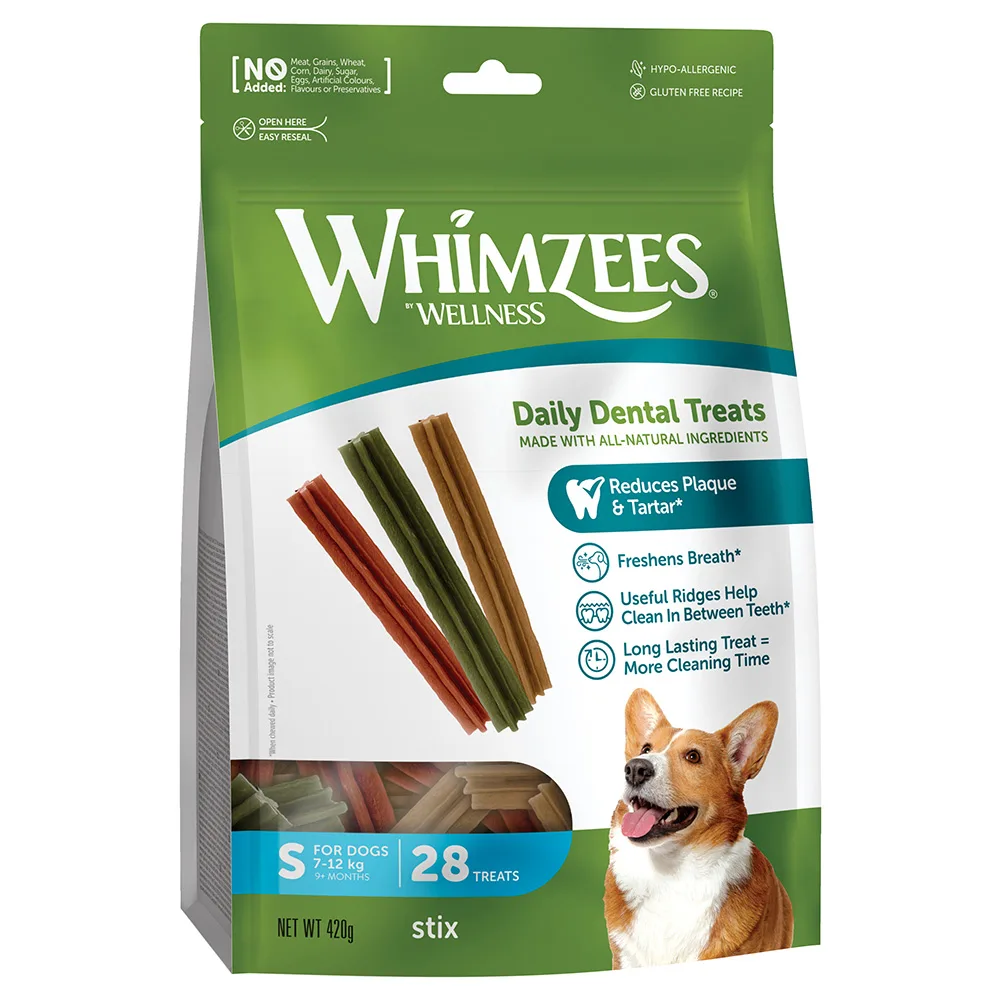 360g Whimzees Wellness Stix voor honden maat S: (7-12 kg, 28 stuks) Hondensnacks van Whimzees – productfoto