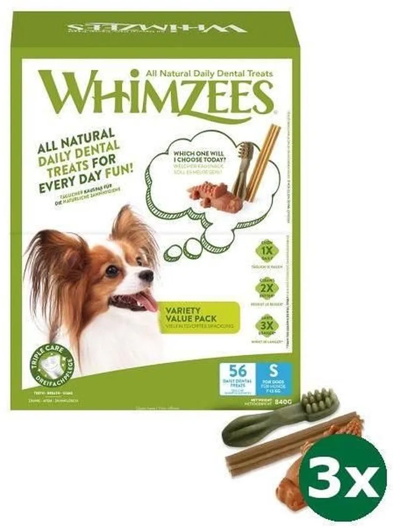 3xsmall 56 st Whimzees variety box hondensnack by Whimzees – product photo