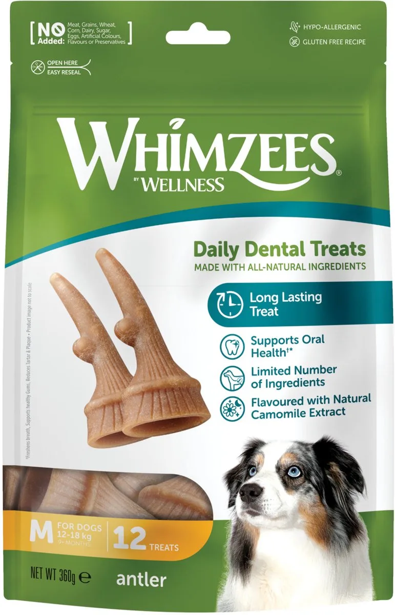 Antler M - Kauwsnacks - Hond - 12st de Whimzees – photo produit