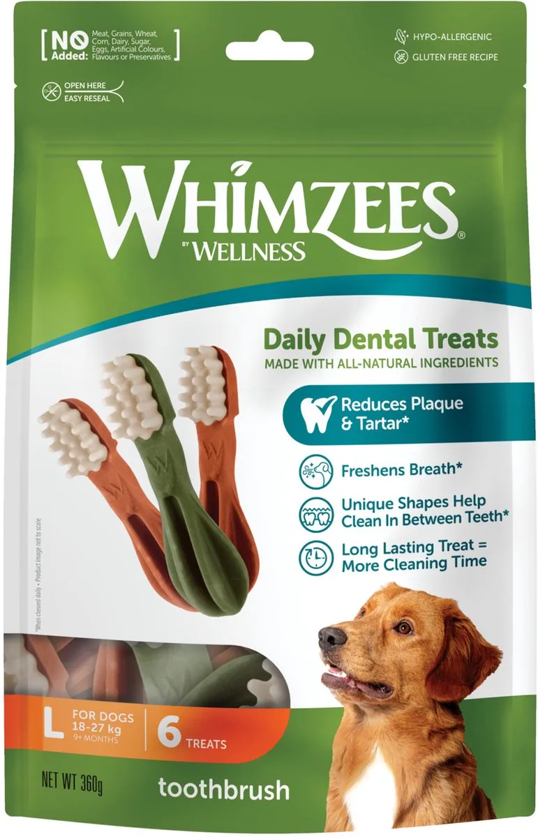 Tandenborstel Star L - Kauwsnacks - Hond - 14,5cm - 6st by Whimzees – product photo
