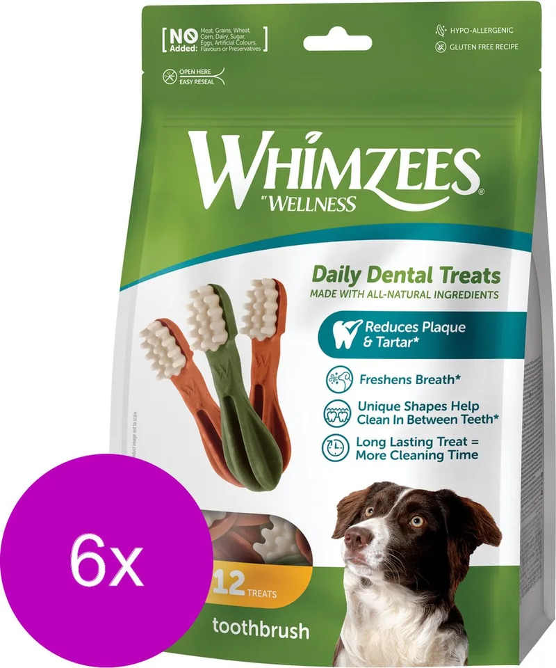 Tandenborstel Stazak - Hondensnacks - 6 x Dental 12x11.4 cm 12 stuks Medium von Whimzees – Produktfoto