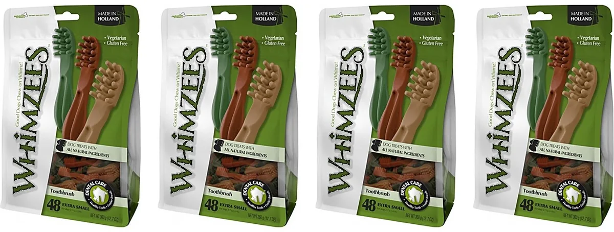 Tandenborstel - Vegetarische Kauwsnacks Small 8.5 cm - 4 verpakkingen van 24 stuks - Multipack von Whimzees – Produktfoto