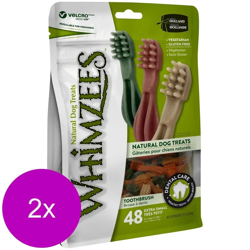 Tandenborstel Xsmall - Hondensnacks - 2 x 48x6.4 cm de Whimzees – photo produit