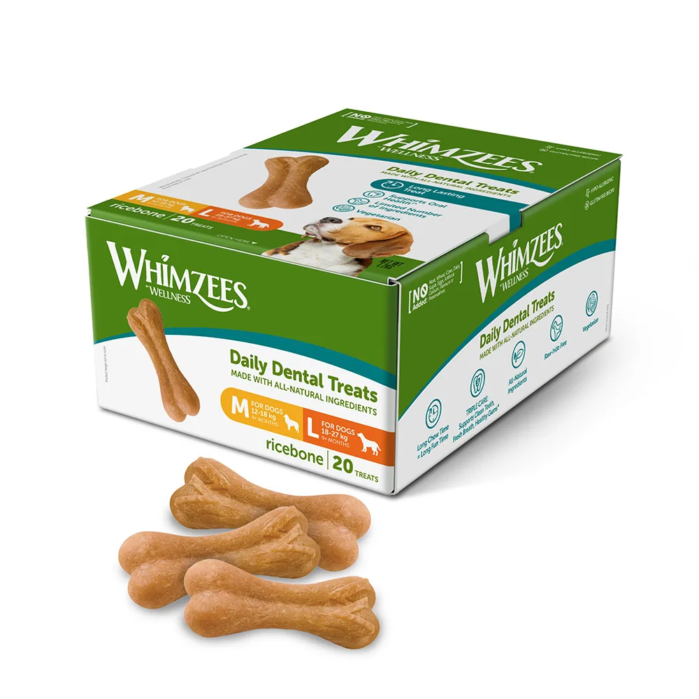 Voordeelpakket: 2 x maat M/L (40 stuks) Whimzees by Wellness Ricebones hondensnacks by Whimzees – product photo