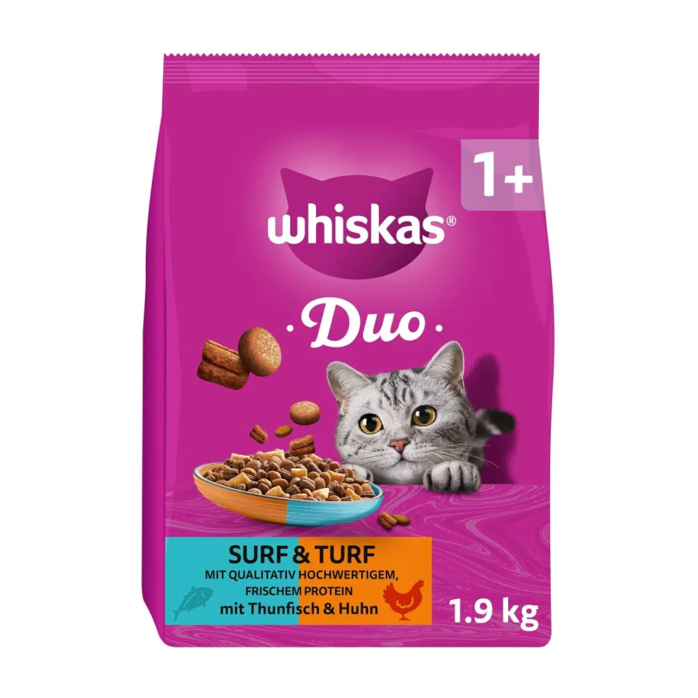1,9kg Whiskas 1+ Duo Surf & Turf Tonijn & Kip Droogvoer voor katten van Whiskas – productfoto