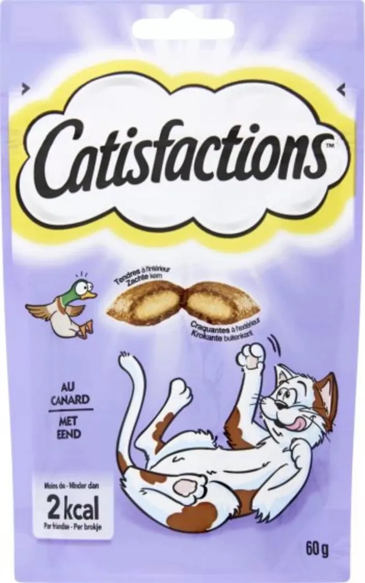 10x Catisfactions snacks met eend - 60g van Whiskas – productfoto