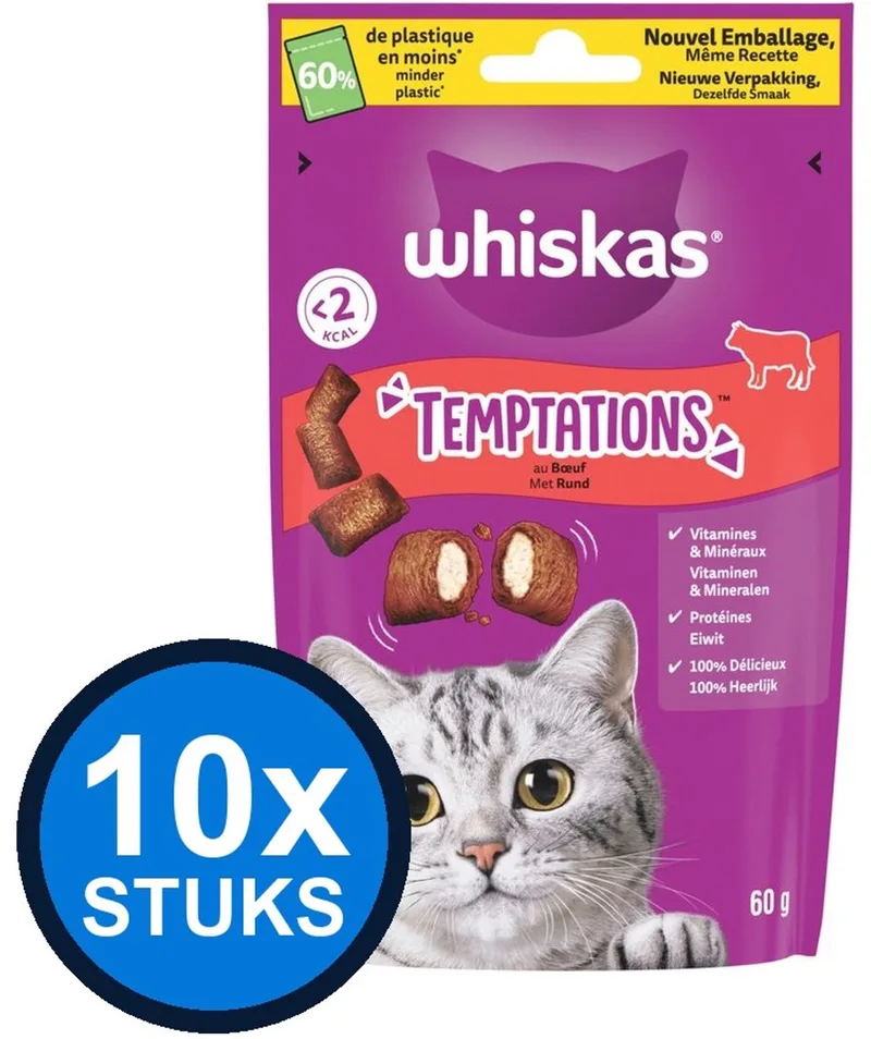 10x Whiskas - Temptations Rund - Kattensnacks - 60 g by Whiskas – product photo