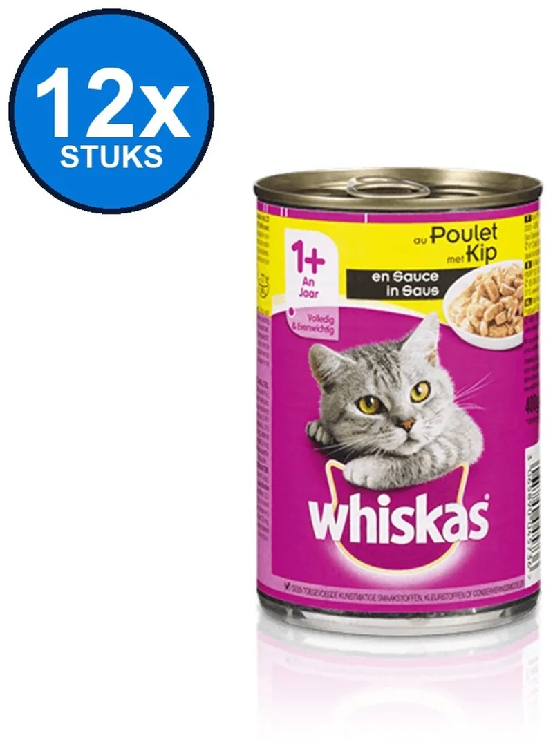 12x Whiskas - Adult Kip in Saus - Kattenvoer Natvoer - 400 g fra Whiskas – produktbillede