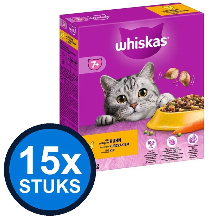 15x Whiskas - 7+ Senior Kip - Kattenvoer Droogvoer - 800 g de Whiskas – photo produit