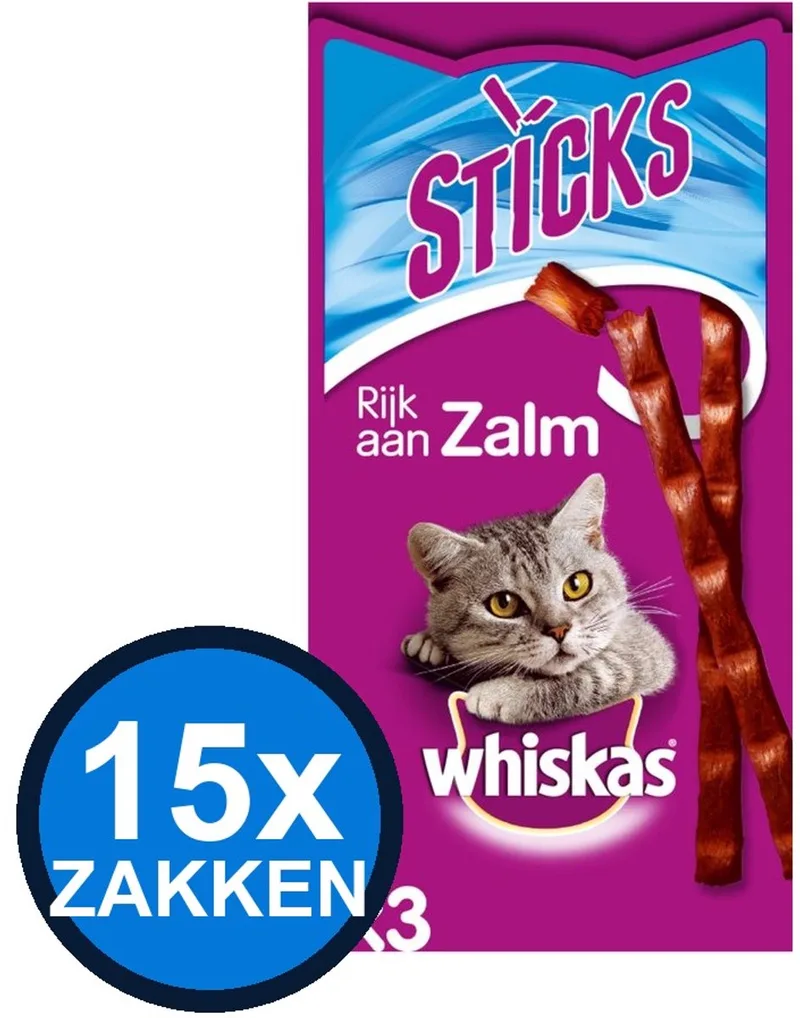 15x Whiskas - Catsticks Zalm - Kattensnacks - 18 g von Whiskas – Produktfoto