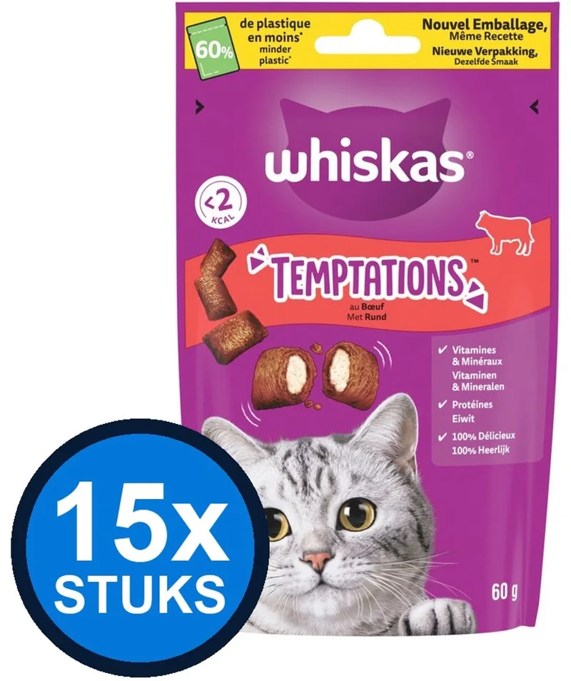 15x Whiskas - Temptations Rund - Kattensnacks - 60 g by Whiskas – product photo
