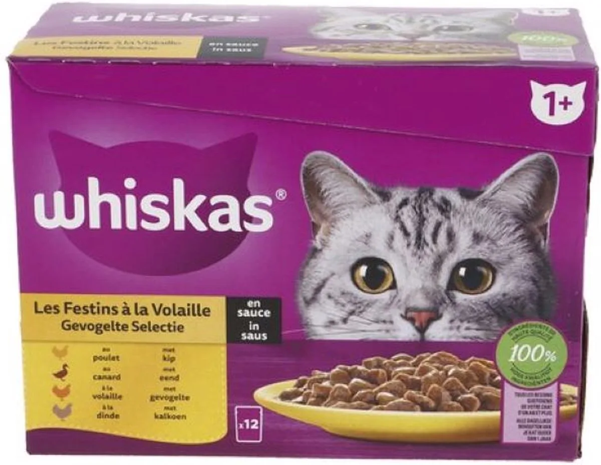 1x Whiskas junior Multipack Gevogelte Selectie in Saus 12 x 85 gr by Whiskas – product photo