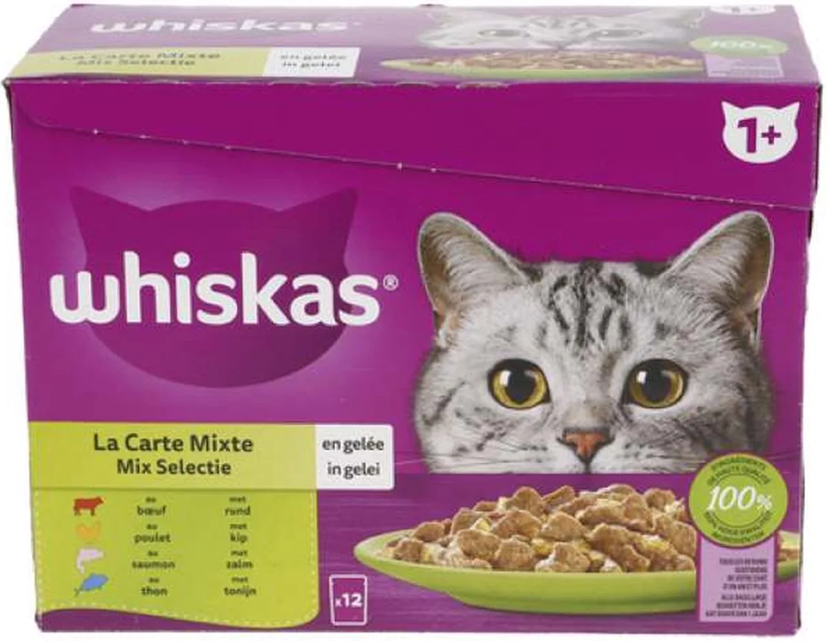 1x WHISKAS mix gelei 1+ pouch 12x85g van Whiskas – productfoto