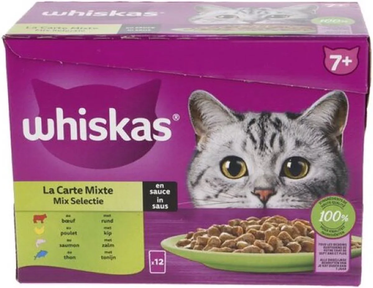 1x WHISKAS mix in saus 7+ pouch 12x85g van Whiskas – productfoto