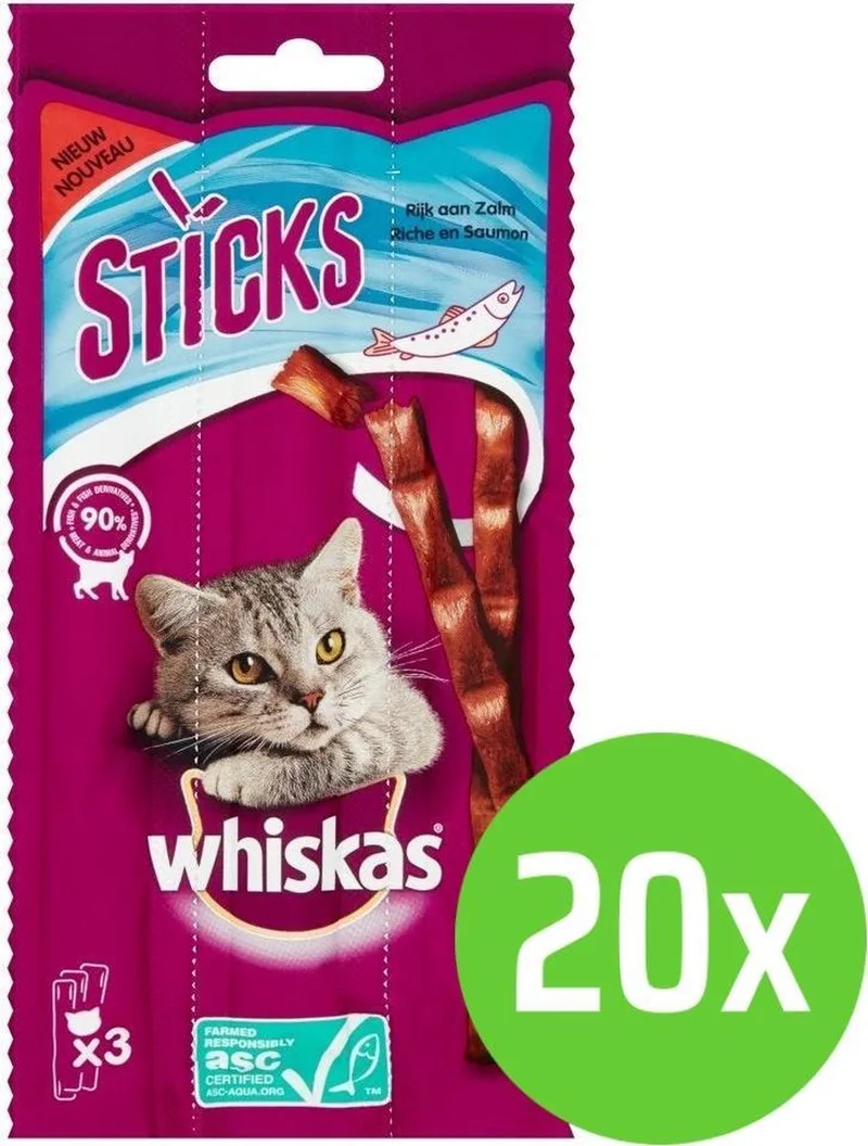 20x Whiskas Sticks 18 g - Kattensnack - Zalm von Whiskas – Produktfoto