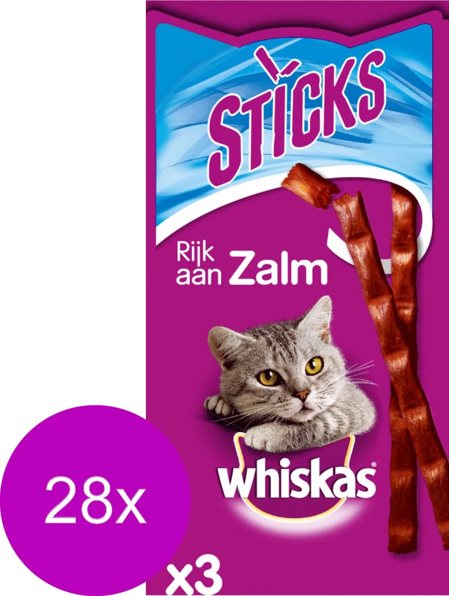 28x Whiskas Snack Sticks Zalm 18 gr från Whiskas – produktbild