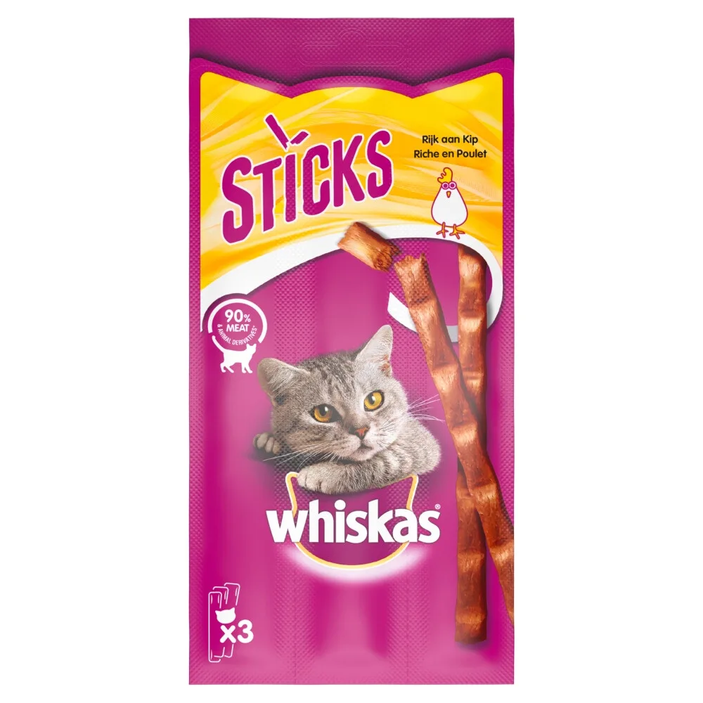 Sticks Kattensnack Kip 18 gr van Whiskas – productfoto