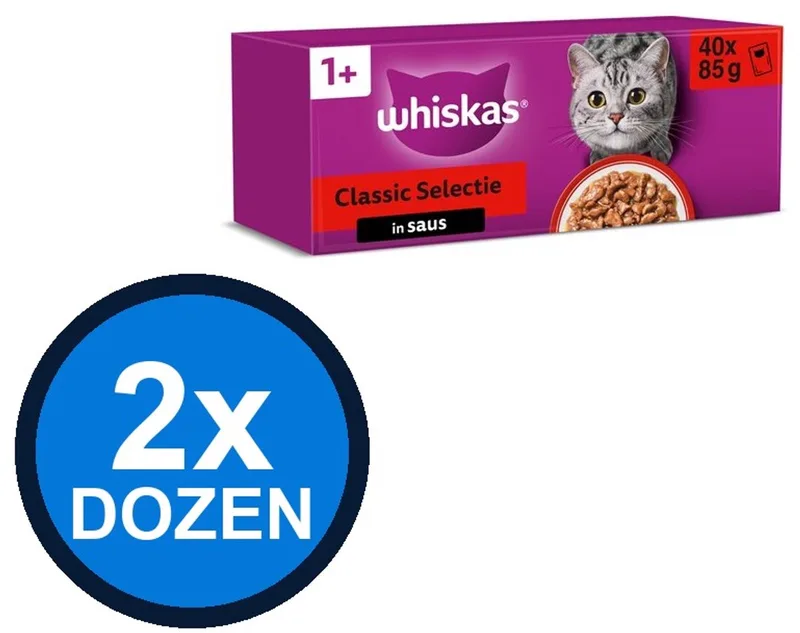 2x Whiskas - 1+ Adult Classic Selectie in Saus Multipack - Kattenvoer Natvoer - 40x85g von Whiskas – Produktfoto