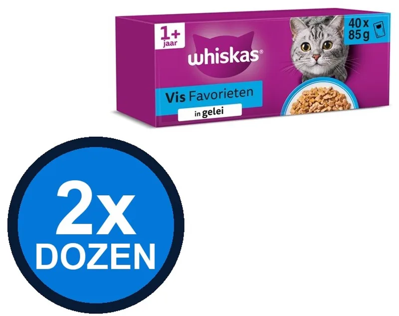 2x Whiskas - 1+ Adult Vis Selectie in Gelei Multipack - Kattenvoer Natvoer - 40x85g by Whiskas – product photo