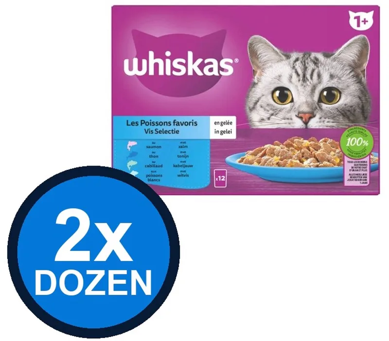 2x Whiskas - 1+ Adult Vis Selectie in Gelei Multipack - Kattenvoer Natvoer - 24x85g by Whiskas – product photo