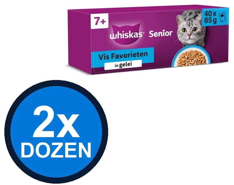 2x Whiskas - 7+ Senior Vis Selectie in Gelei Multipack - Kattenvoer Natvoer - 40x85g by Whiskas – product photo