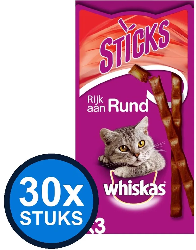 30x Whiskas - Catsticks Rund - Kattensnacks - 18 g de Whiskas – photo produit