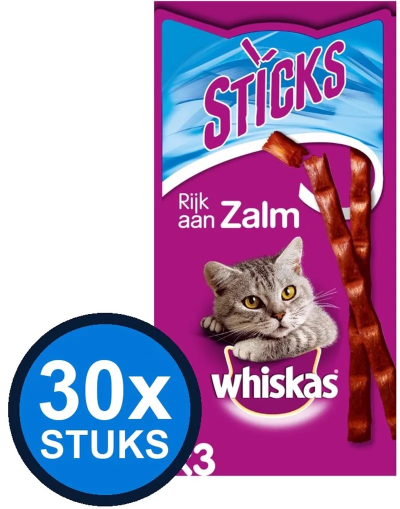 30x Whiskas - Catsticks Zalm - Kattensnacks - 18 g by Whiskas – product photo