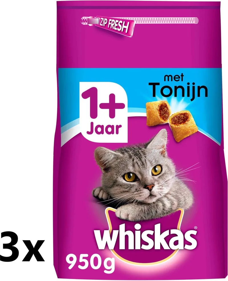 3x Whiskas - 1+ Adult Tonijn - Kattenvoer Droogvoer - 800 g von Whiskas – Produktfoto