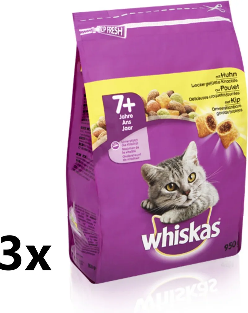 3x Whiskas - 7+ Senior Kip - Kattenvoer Droogvoer - 800 g by Whiskas – product photo