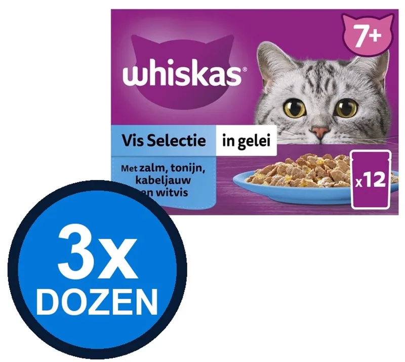 3x Whiskas - 7+ Senior Vis Selectie in Gelei Multipack - Kattenvoer Natvoer - 12x85g by Whiskas – product photo