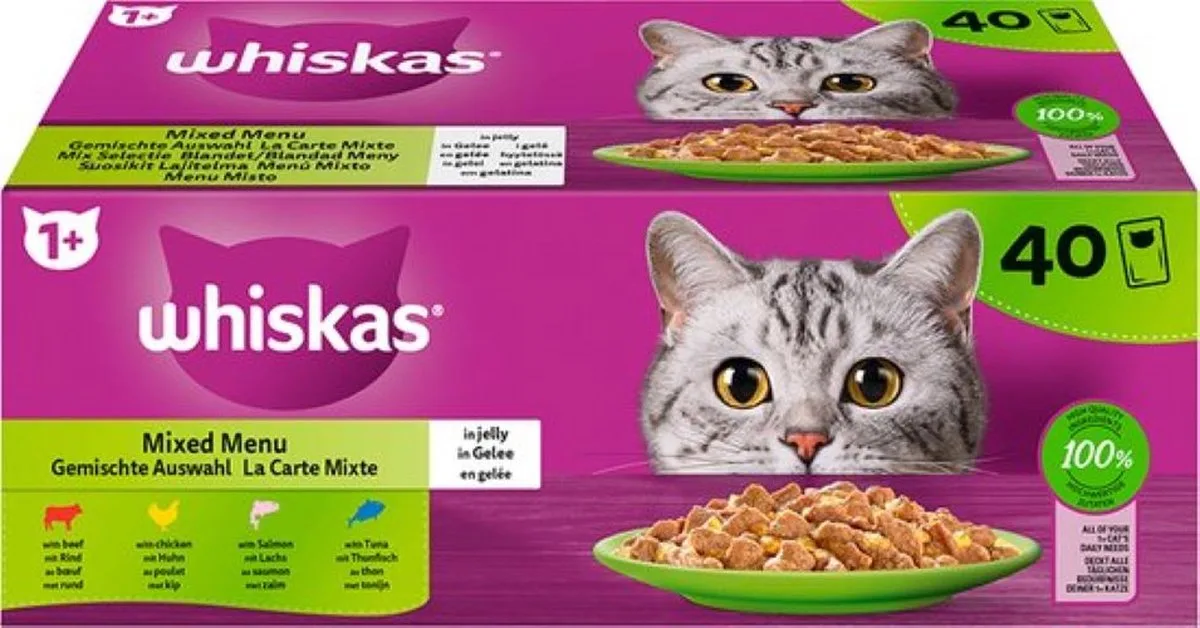 3x WHISKAS mix gelei 1+ pouch 40x85g van Whiskas – productfoto