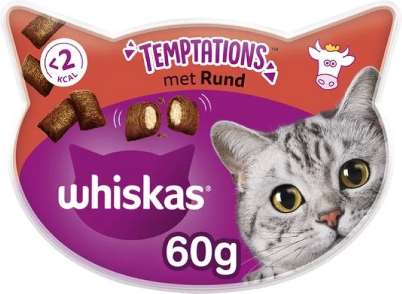 3x Whiskas Temptations Snacks - Kattensnoepjes - Rund - 60g de Whiskas – photo produit